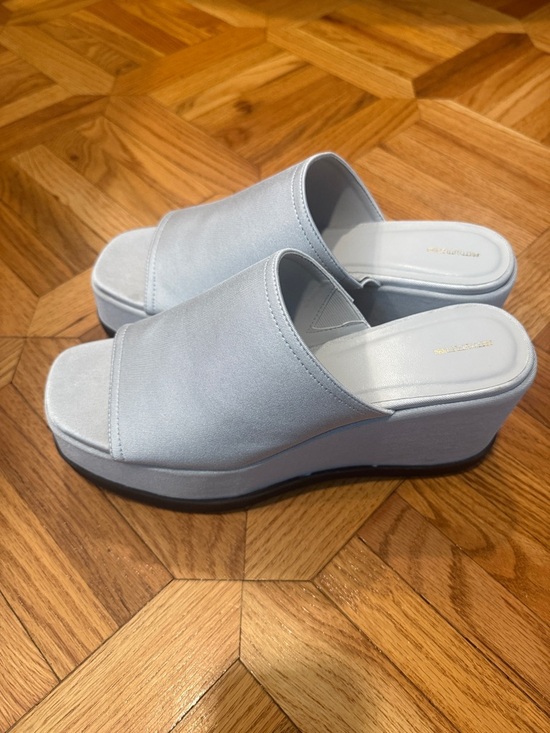 PrettyLittleThing Shoes - PrettyLittleThing Pale Blue Platform Slide Mules
